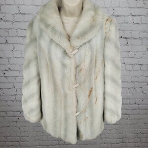 VTG Dubrowsky & Perlbinder Tissavel Grey Faux Fur Toggle Coat Union USA Size 14